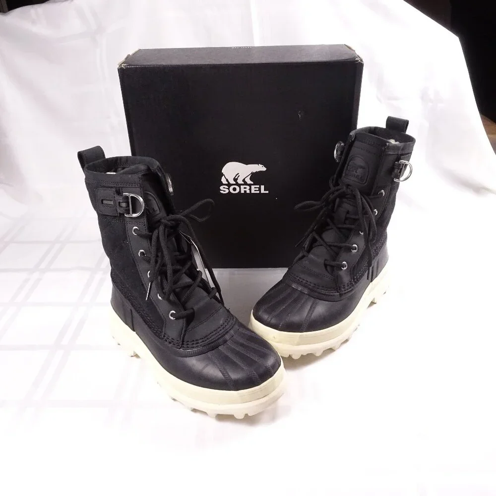 Sorel‎ Caribou Royal Insulated/ Waterproof Boots Black/Chalk Women's Size 8.5